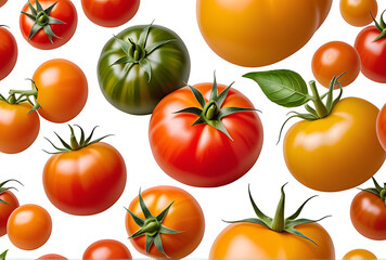 Wall Mural - heirloom tomatoes white background high resolution high details vibrant