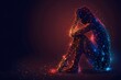 © Valentin - Abstract Representation of a Contemplative Figure in a Cosmic Glow