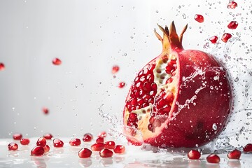 Wall Mural - Splendid Pomegranate Burst with Water Splash