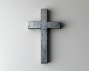 Modern Minimalist Cross with Sleek Design Against Clean White Background