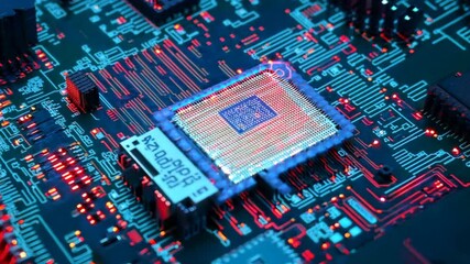 Fototapete - Digital technology AI learning, cyber development, data background, futuristic design