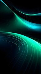 Wall Mural - Digital green and black curve lines geometric abstract graphics poster background