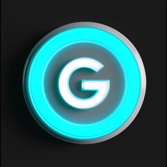 Canvas Print - Futuristic Neon Letter G with Bright Blue Glow