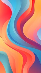 Wall Mural - Digital colorful rainbow wavy curve abstract graphic poster background