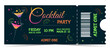 © Julia Bilevych - Cocktail party colorful ticket template for admit one