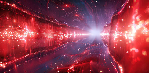 Poster - Digital and technology background in red and black colors. Generative AI.