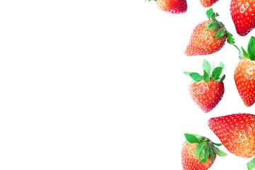 Wall Mural - strawberries on white background with space for text