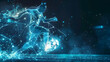 © Mahmud - Blue digital soccer player with glowing data, artificial intelligence into athlete performance analysis and training, enhancing player skills, strategy, and overall team performance design