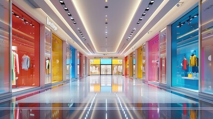 Wall Mural - Front view of shopping store colorful. Generative AI.