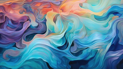 Wall Mural - Iridescent flowing waves with dynamic movement