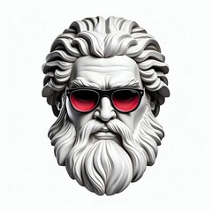 Canvas Print - zeus head statue with sunglasses 3d art logo in plain white background design digital artwork 396