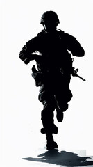 Wall Mural - A soldier is running in the snow