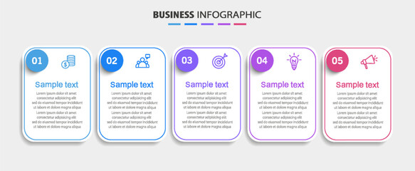 Wall Mural - Business vector infographic template with 5 steps