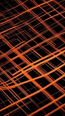 Wall Mural - orange futuristic grid lines pattern technology abstract background with copy space