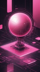 Wall Mural - pink holographic ai interface concept technology abstract background with copy space