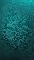 Poster - teal digital fingerprint scan pattern technology abstract background with copy space