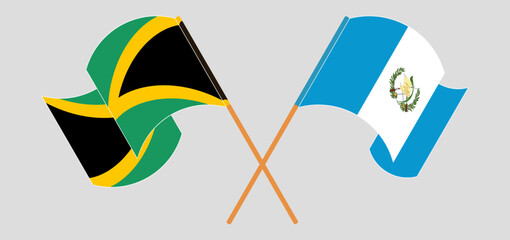 Wall Mural - Crossed and waving flags of Jamaica and Republic of Guatemala