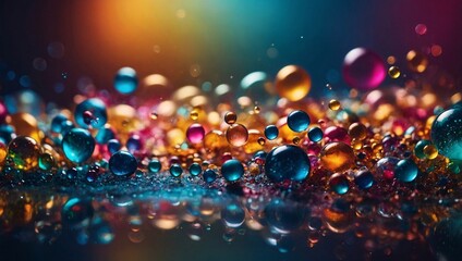 Canvas Print - Modern desktop design Colorful backdrop with ethereal bubbles and glowing accents - high contrast