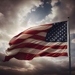 Poster - American Flag Waving in the Wind