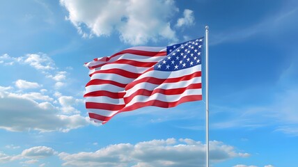 Poster - American Flag Waving in the Wind