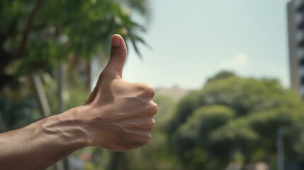 a man shows that something in good and puts his thumb up.