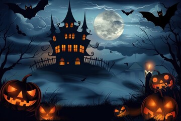 Wall Mural - Haunted Halloween Night