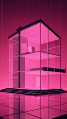 Wall Mural - pink hologram modern house projection grid technology abstract background with copy space