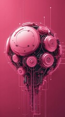 Sticker - pink machine learning nodes ai concept technology abstract background with copy space