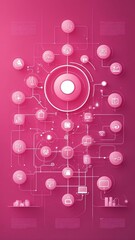 Sticker - pink theme internet of things iot diagram technology abstract background with copy space