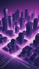 Sticker - purple theme smart city layout concept technology abstract background with copy space