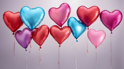 Wall Mural - various beautiful heart balloons