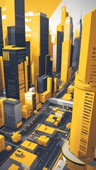 Wall Mural - yellow theme smart city layout concept technology abstract background with copy space