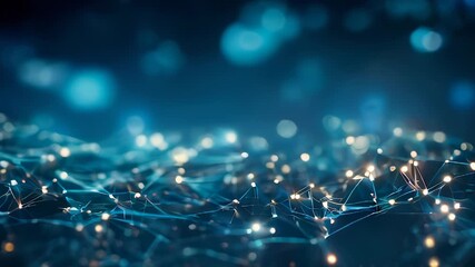 Abstract Network Connections with Blue Bokeh Background