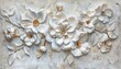© Taras - White 3D Floral Arrangement on Textured Wall