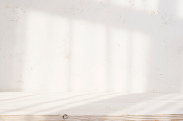Wall Mural - minimal wooden top counter mockup design for product presentation on abstract wall texture backgroun