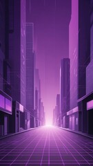 Wall Mural - purple hologram street scene projection grid technolog technology abstract background with copy space