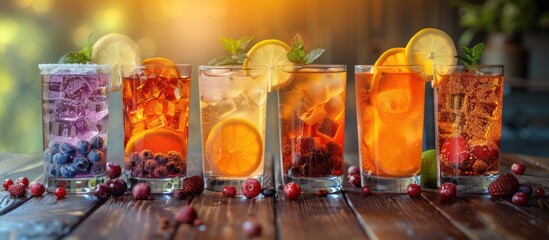 Canvas Print - Summer Refreshment: A Row of Iced Beverages