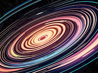 Wall Mural - Vector Abstract Space Scene with Swirling Galaxies and Stars: Anime Clean Style Background Design