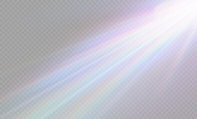 Wall Mural - Rainbow crystal star. Crystal ray light, sun shines rainbow red yellow and blue color. Optical fire light effect. Vector lens glare leakage glare reflection effect. Sparkle shine. Sunlight