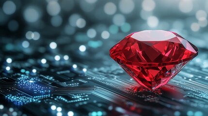Ruby stone placed on a rail track, symbolizing Ruby on Rails