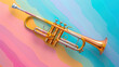© medalinebow - Trumpet on a pastel rainbow background, musical instrument, bold and colorful.