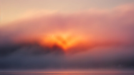 Wall Mural - A Misty Sunset over a Still Lake