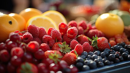 Wall Mural - background with fruits  