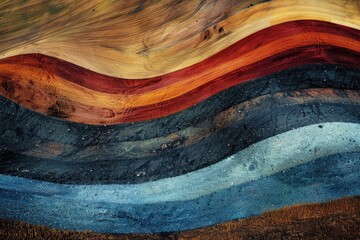 Canvas Print - A painting of a wave with a lot of colors. The colors are red, blue, yellow, and green