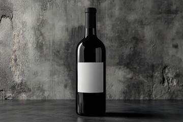 Isolated mockup of a black wine bottle on a dark background.