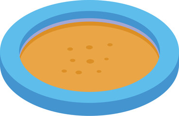 Sticker - Blue pet bowl full of food isometric icon, pet shop 3d illustration