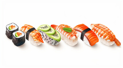 Wall Mural - sushi vector on white background