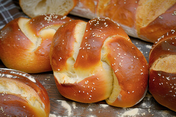 Wall Mural - Delicious German Lye Roll Bread - Traditional Culinary Close-Up