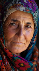 Poster - Detailed Portrait of Uzbek Woman - Cultural Ethnographic Art