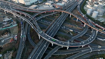 Wall Mural - 高速道路のジャンクション　ドローン空撮